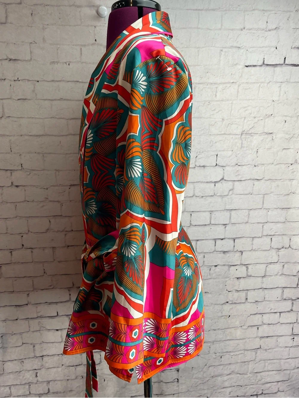 Zara size small belted kimono jacket bright multicolor